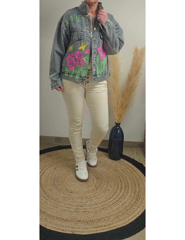 Veste en jean tag et diamand